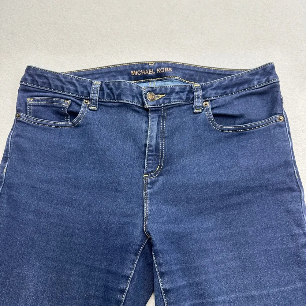 Michael Kors‎ Izzy Skinny Jeans Womens 10 Dark Wash Blue Stretch Denim MK Logo